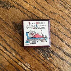 Vintage Cartoon Illustration Humorous Wood Magnet